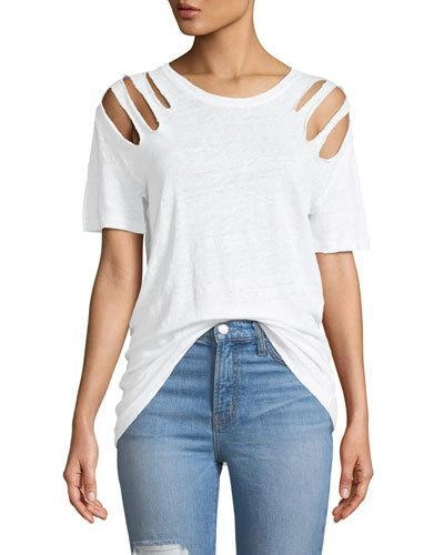 Iro Miffres V-neck Cold-shoulder Linen Top In White