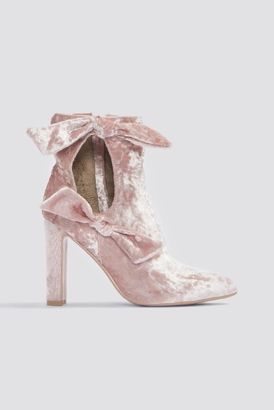 Lavish Alice Velvet Cut Tie Ankle Boot - Pink