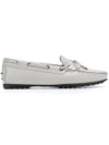 Tod's Gommino Lizard-effect Leather Loafers In Grey