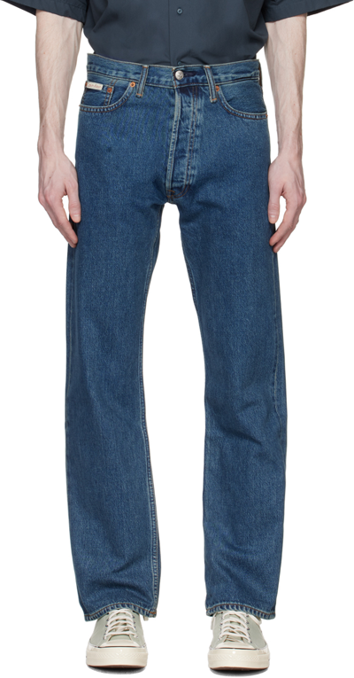 Calvin Klein Standards Stone Indigo Selvedge Straight Fit Jeans In Harbor Blue