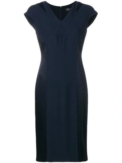 Versace Fitted V-neck Dress - Blue