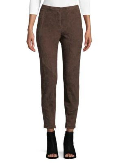 Lafayette 148 Suede Pants In Chestnut