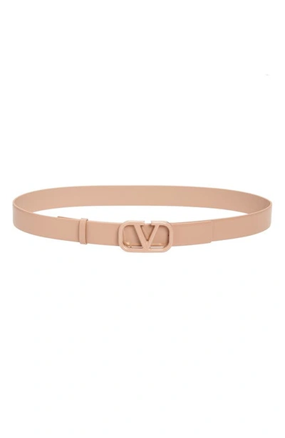 Valentino Garavani Vlogo Leather Belt In Pink