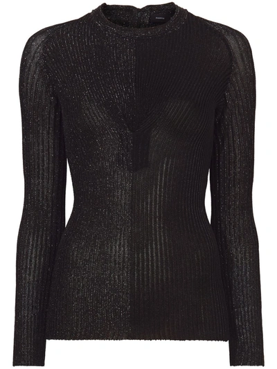 Proenza Schouler Re-edition Metallic Rib-knit Pullover Sweater In Black