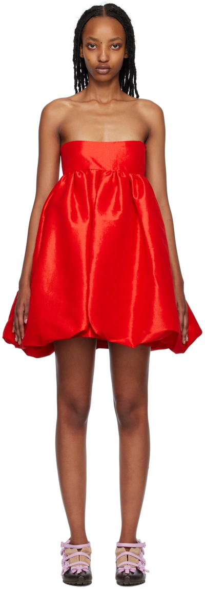Kika Vargas Crie Taffeta Mini Dress In Red