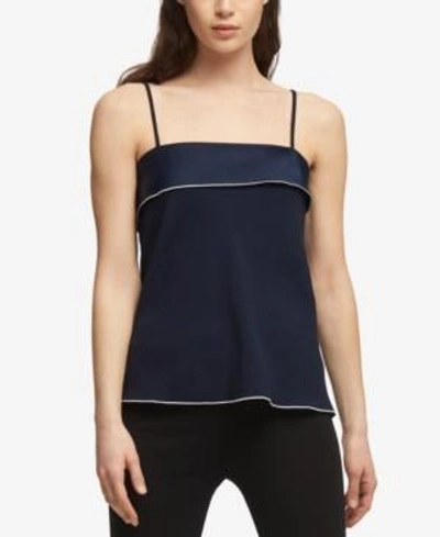 Dkny Tiered Colorblock Camisole In Navy/white