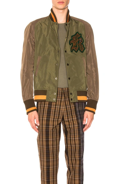 Kolor Logo Bomber Jacket In Brown,green,stripes