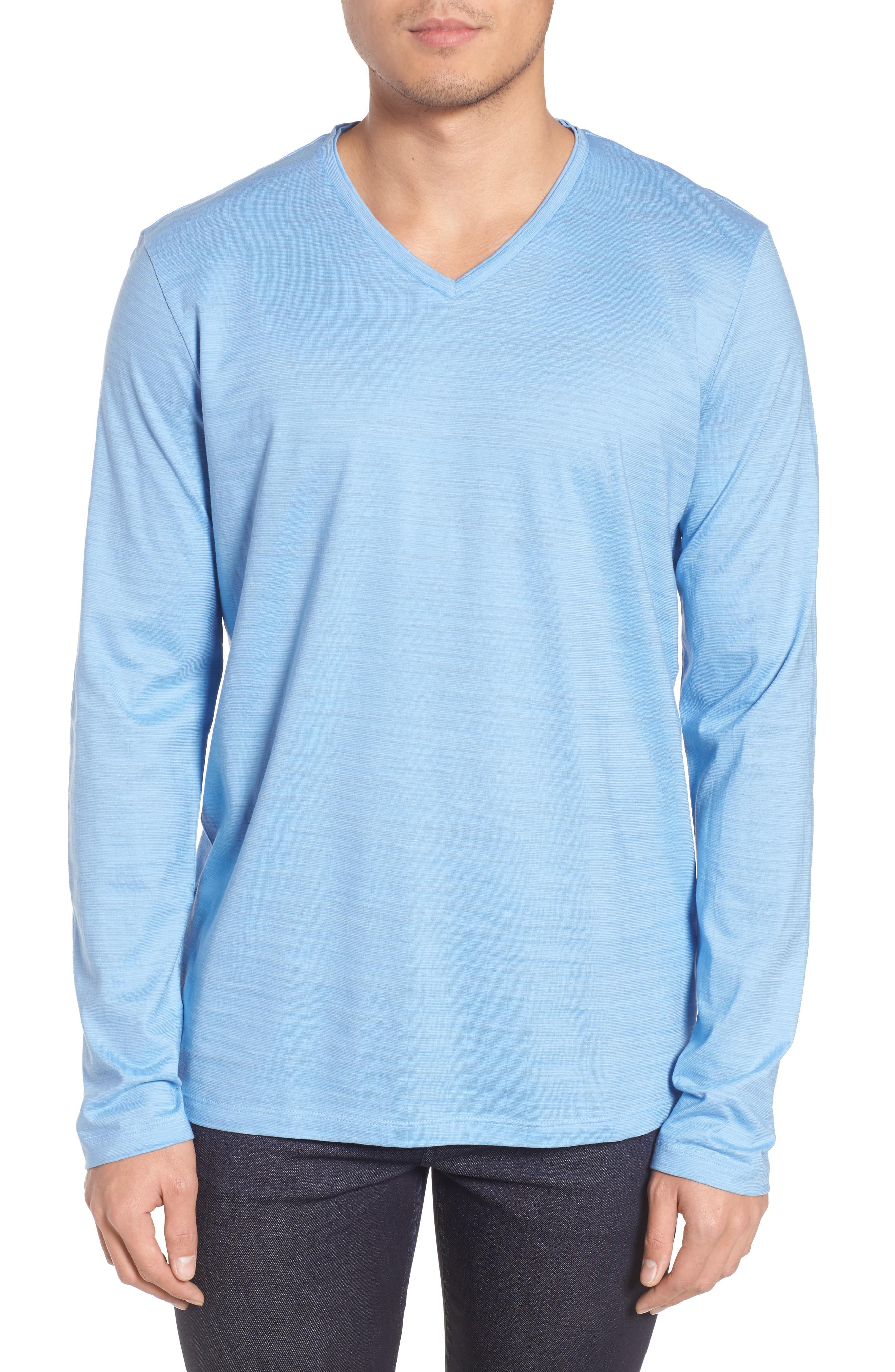 Hugo Boss Tyson Long Sleeve V-neck T-shirt In Blue Sky | ModeSens
