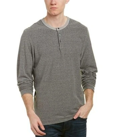 James Perse Regular Fit Micro Stripe Henley Shirt In Paver Pigment