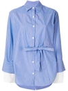 Eudon Choi Pinstripe Side Tie Shirt - Blue