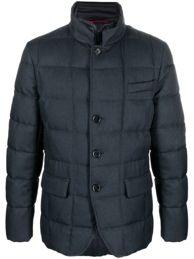 Fay Double Front Down Jacket In Blue