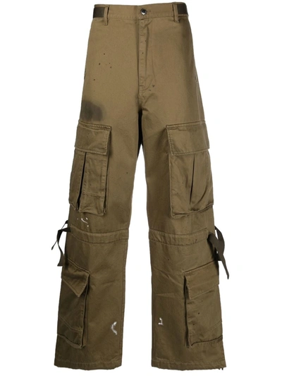 Darkpark Military Green Cotton Baggy Cargo Trousers