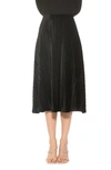 Alexia Admor Alania Pleated Velvet Midi Skirt In Black