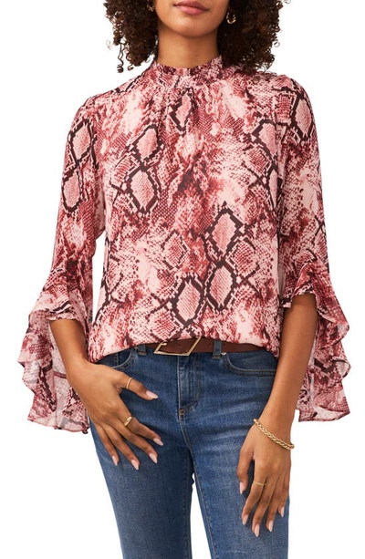 Vince Camuto Snake Print Blouse In Pink