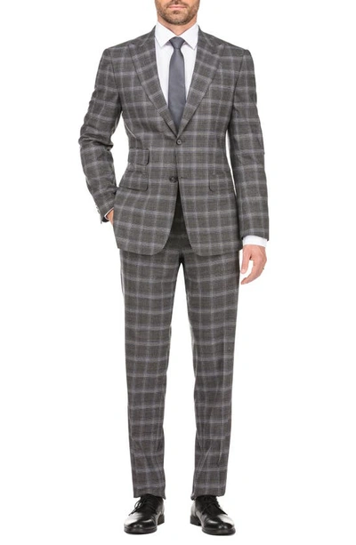 English Laundry 2-piece Trim Fit Plaid Jacket & Pants Suit Set In Gray