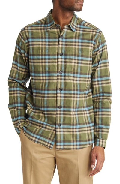 Oliver Spencer Treviscoe Plaid Button-up Organic Cotton Shirt In Green
