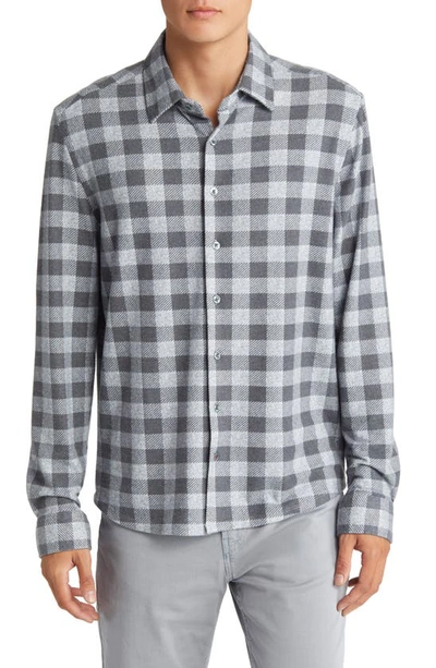 Stone Rose Dry Touch® Performance Buffalo Check Fleece Button-up Shirt In Grey