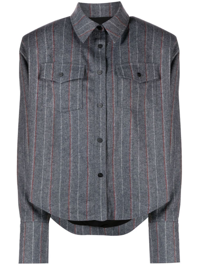 The Mannei Campo Striped Herringbone Shirt Jacket In Grey