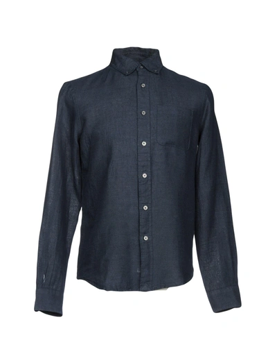 Club Monaco Linen Shirt In Dark Blue