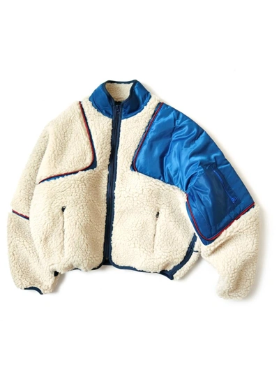 Pre-owned Kapital Kids' Boa-fleece Sham Jacket In White