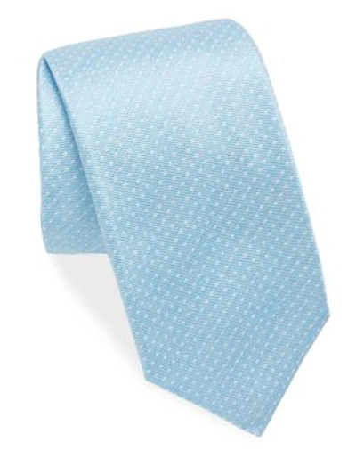 Isaia Polkadot Print Silk Tie In Light Blue