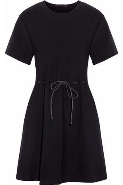 Alexander Wang Woman Leather-trimmed Crepe Mini Dress Black