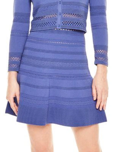 Sandro A-line Pointelle-knit Mini Skirt In Blue