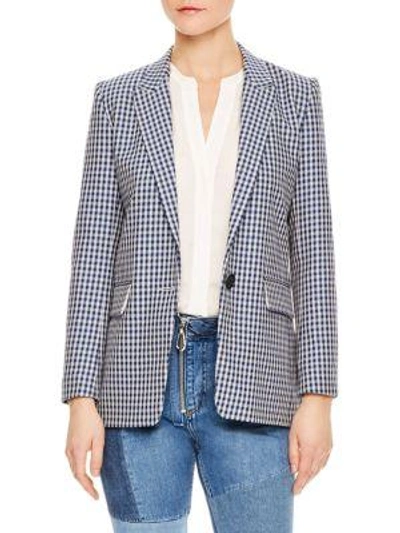 Sandro Houndstooth Jacket In Blue