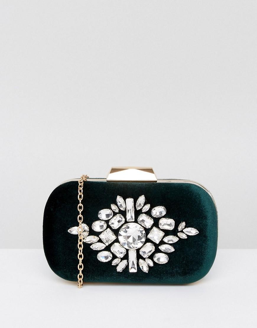 True Decadence Emerald Green Velvet Gem Clutch Bag Green ModeSens
