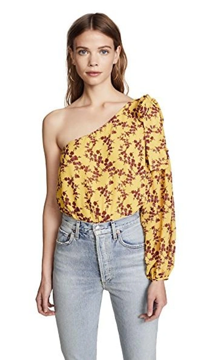 Amanda Uprichard One Shoulder Top In Asiana Print