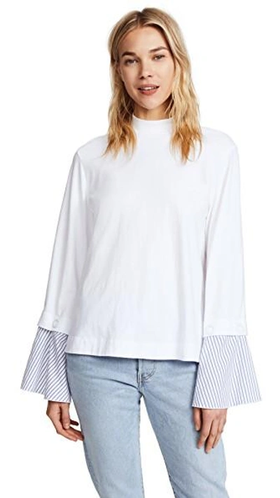 Sjyp Wide Shirt Cuff Top In White