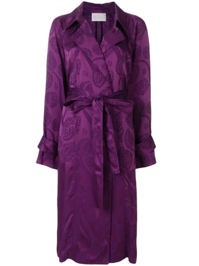 Peter Pilotto Satin Jacquard Trench Coat In Pink