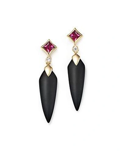 Olivia B 14k Yellow Gold Onyx Spike, Rhodolite Garnet & Diamond Drop Earrings - 100% Exclusive In Black/purple