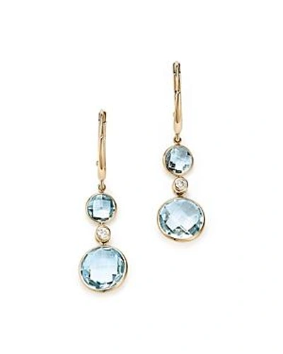 Olivia B 14k Yellow Gold Sky Blue Topaz & Diamond Bezel Drop Earrings - 100% Exclusive In Blue/white