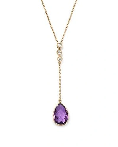 Olivia B 14k Yellow Gold Amethyst & Diamond Pendant Y Necklace, 15 - 100% Exclusive In Purple/white