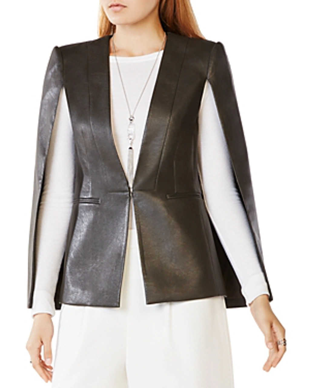 Bcbgmaxazria Upas Faux Leather Cape In Dark Fatigue ModeSens