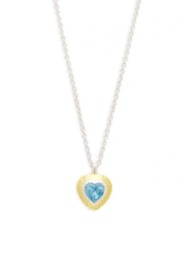 Gurhan Romance Sterling Silver Topaz Heart Pendant Necklace