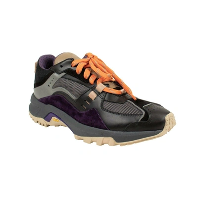 Pre-owned Marcelo Burlon County Of Milan Black/purple Cross Runner Sneakers Size 11/44
