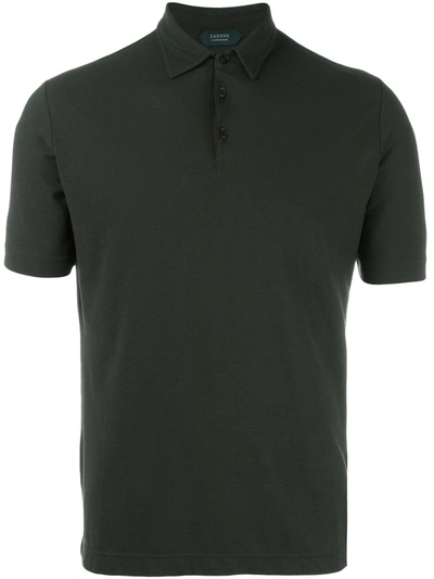 Zanone Shortsleeved Fitted Polo Shirt In Green