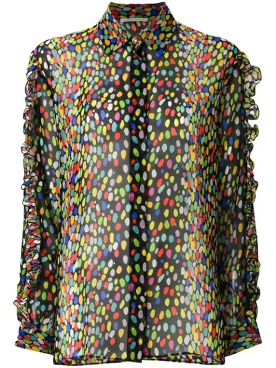 Marco De Vincenzo Leopard Ruffled Shirt In Multicolour