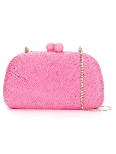 Serpui Straw Clutch In Pink