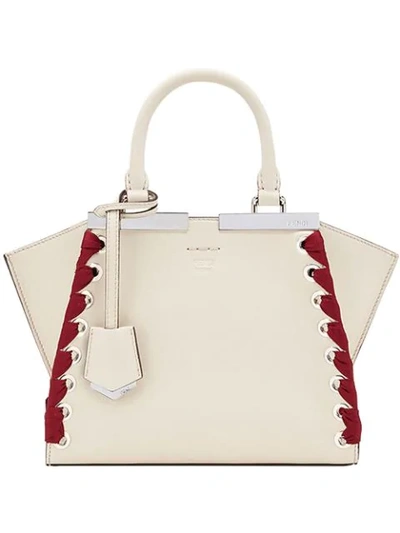 Fendi Small 3jour Tote In White