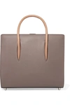 Christian Louboutin Paloma Medium Spiked Textured And Patent-leather Tote In Gray
