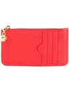 Alexander Mcqueen Skull-charm Grained-leather Cardholder In Red