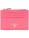 Prada Saffiano Leather Zip Card Holder In Pink
