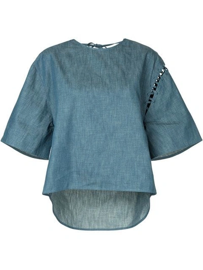 Miharayasuhiro Wide Sleeved Denim T-shirt In Blue
