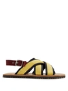 Marni Crossover Canvas Sandals In Yellow Multi