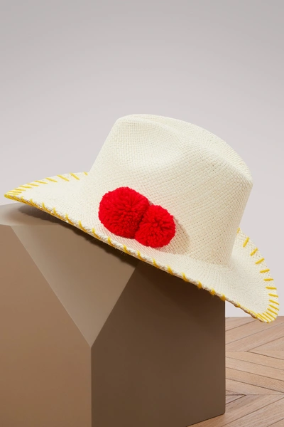 Sensi Studio Cowboy Panama Hat With Pom-poms In Natural Hat