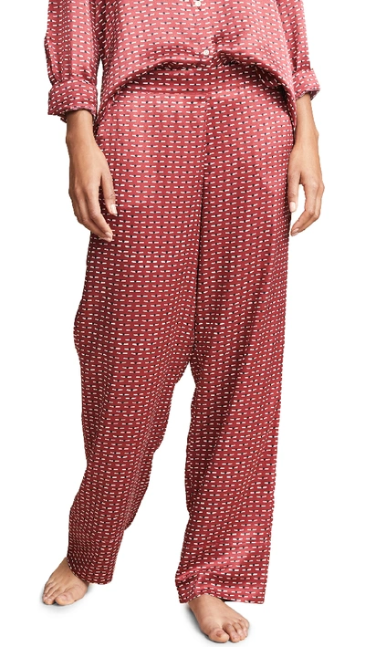 Asceno Geometric-print Sandwashed-silk Pyjama Trousers In Red