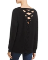 Aqua Cashmere Lace-up Back Cashmere Sweater - 100% Exclusive In Black